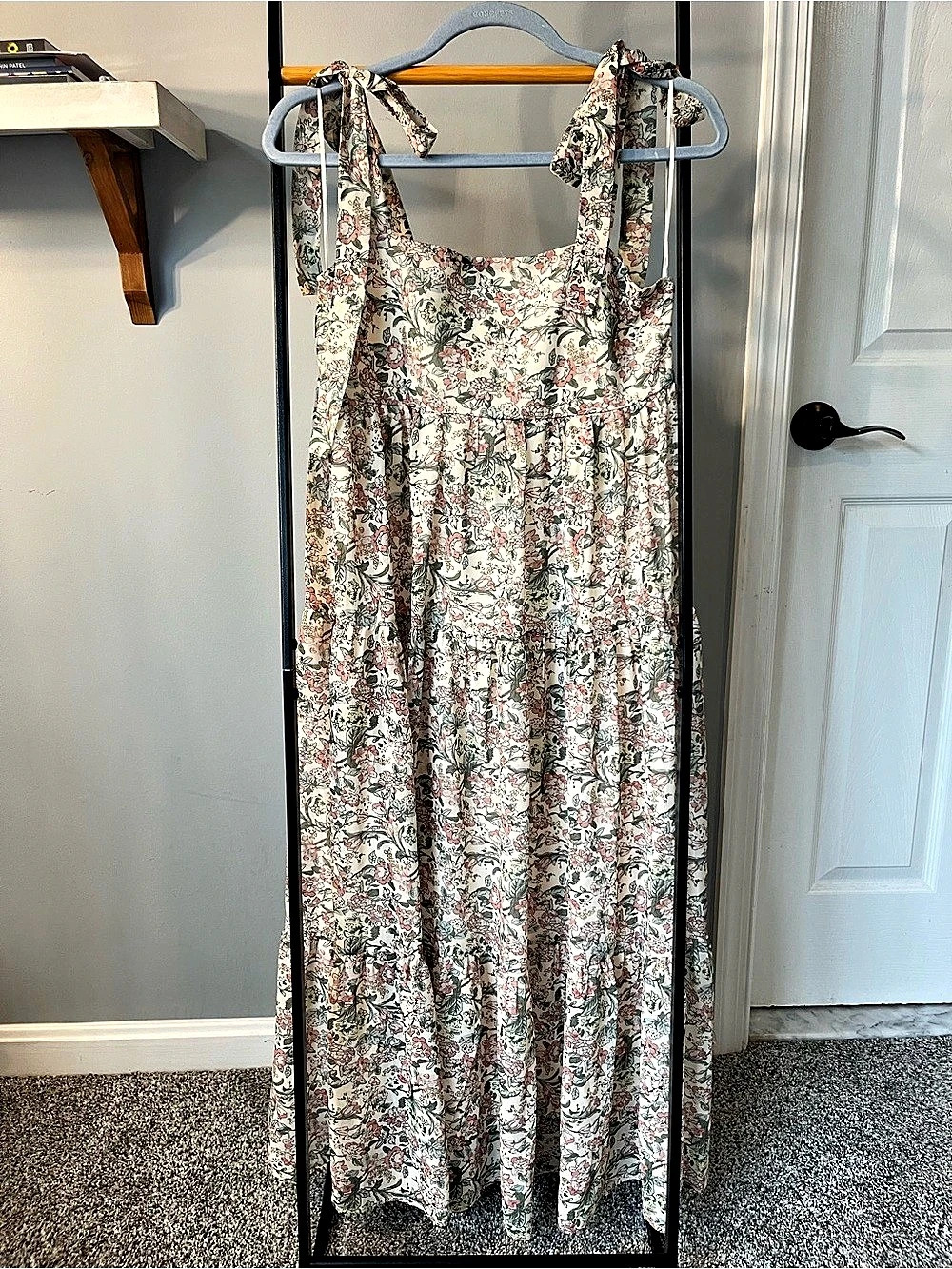 Baltic Born Lelisa Shoulder Tie Dress Floral Maxi Cream & Pink Medium